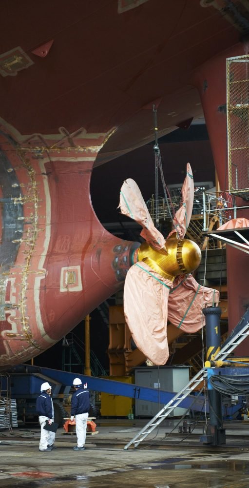 Detail of ship at shipyard, GoSeong-gun, South Korea